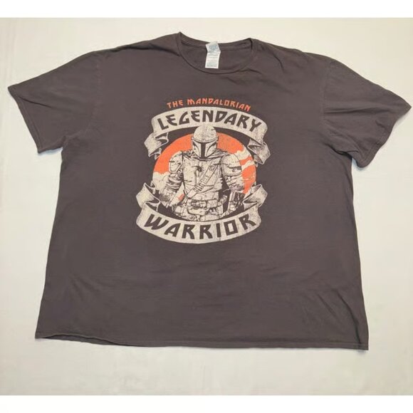 Delta Tops - The Mandalorian Legendary Warrior Star Wars T Shirt Adult 3XL Mens Gray